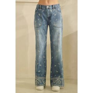 "Bandana" Paisley Edge Straight Leg Jeans